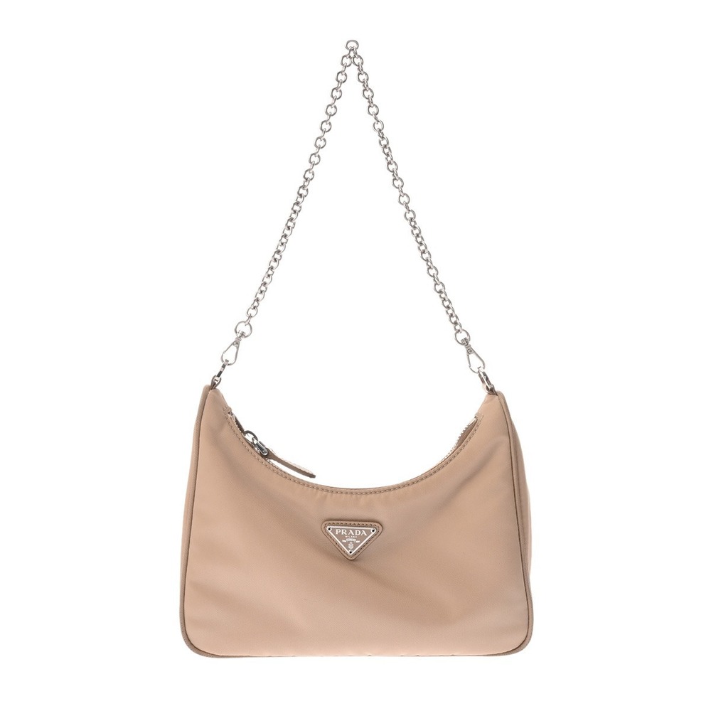 Prada Shoulder Bag Beige Nylon Saffiano Leather - Picture 1 of 9